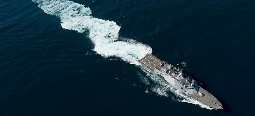 The USS Freedom, the lead ship of the Freedom variant of LCS, is shown off the coast of California.