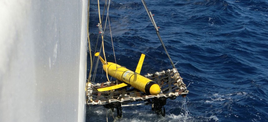 A similar unmanned underwater vehicle is shown in 2015.