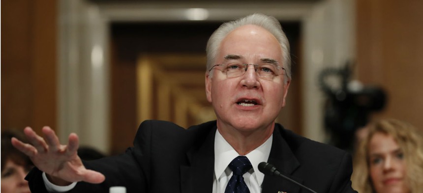 Health and Human Services Secretary-designate, Rep. Tom Price, R-Ga. testifies on Capitol Hill Wednesday.