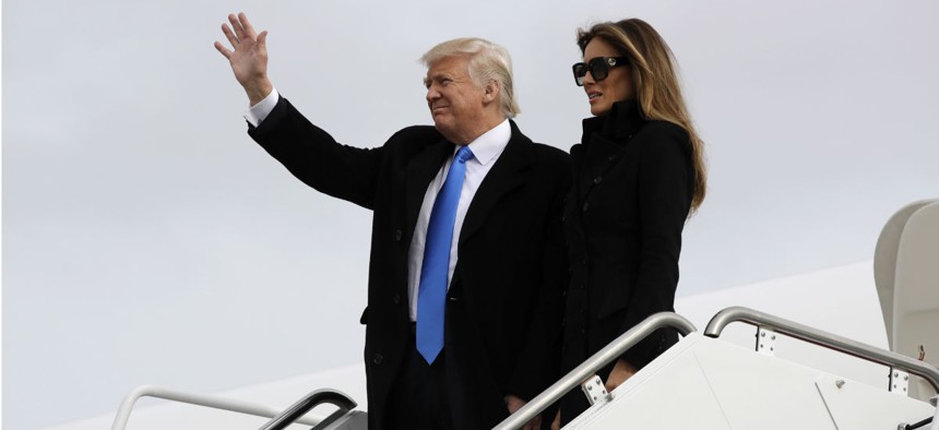 President-elect Donald Trump arrives at Andrews Air Force Base on Thursday. 