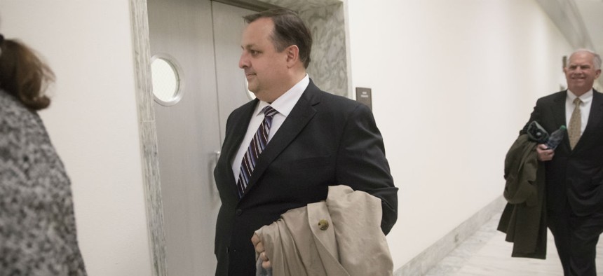 OGE Director Walter Shaub arrives for a meeting with House Oversight and Government Reform Committee leaders. 