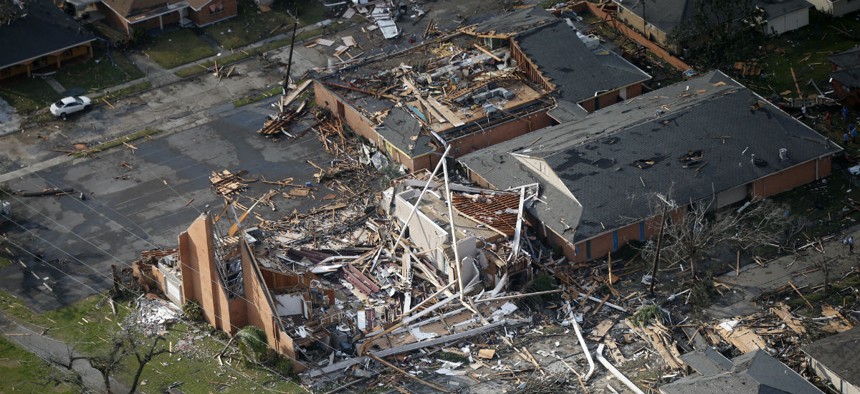 Damage in eastern New Orleans from Tuesday's tornadoes. 