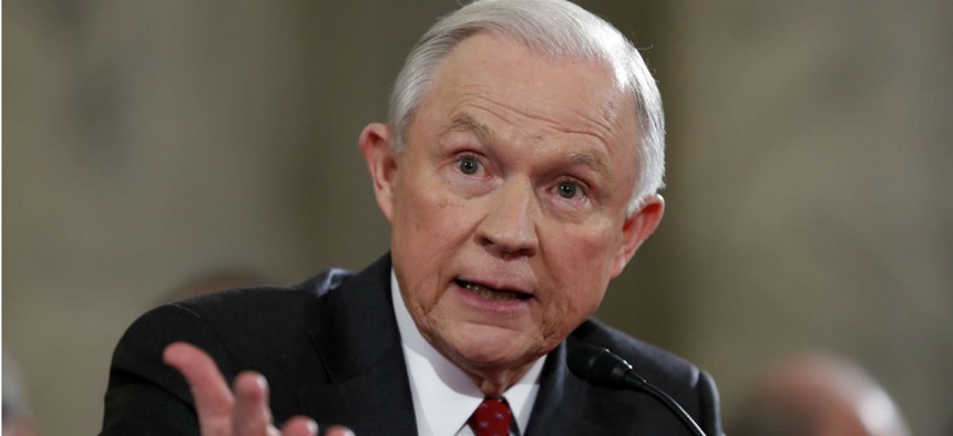 Jeff Sessions testifies on Capitol Hill. 