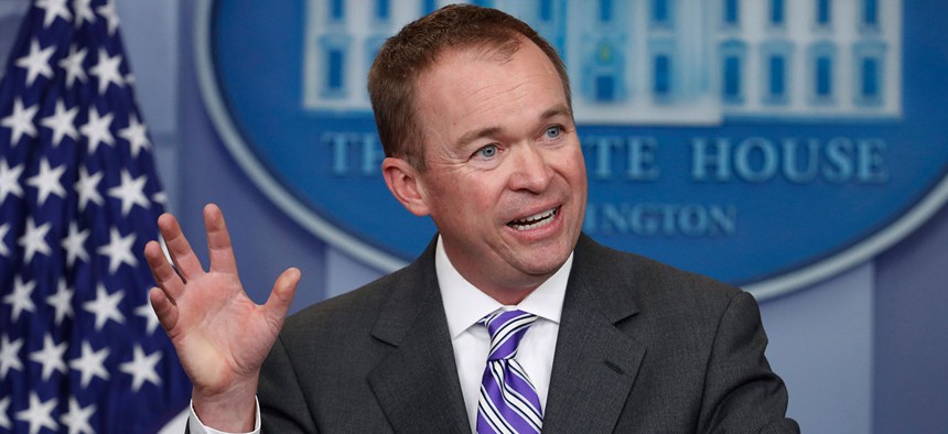 Budget Director Mick Mulvaney speaks to reporters during a daily press briefing at the White House on Feb. 27.