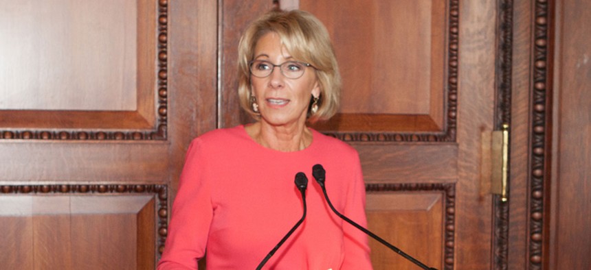 Betsy DeVos speaks at the HBCU Luncheon at Library of Congress in February.