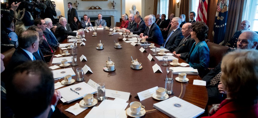 President Trump met with his Cabinet on Monday prior to the release of his budget proposal. 