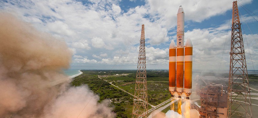 A United Launch Alliance Delta IV-Heavy rocket lifts off from Space Launch Complex 37B at Cape Canaveral Air Force Station, Fla., June 11, 2016.