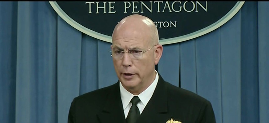 Adm. Kurt W. Tidd, who leads U.S. Southern Commmand, briefs reporters at the Pentagon.
