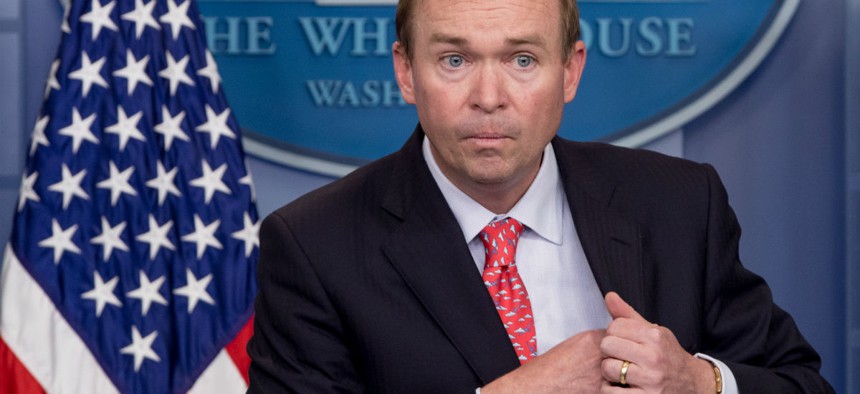 OMB Director Mick Mulvaney. OMB sent out an April memorandum calling on agencies to develop plans to reduce their civilian workforces and streamline their operations.