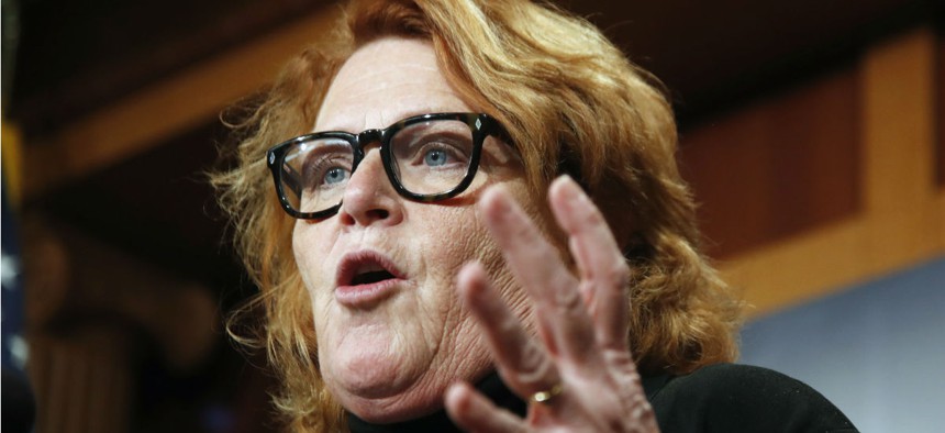 Sen. Heidi Heitkamp, D-N.D., encouraged collaboration between federal employees and Congress and noted she is working on civil service reform legislation with her Republican counterpart.