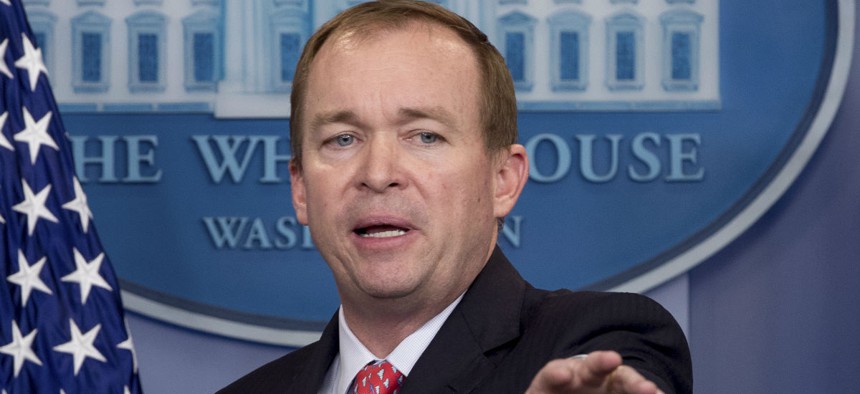 OMB Director Mick Mulvaney briefed reporters on the detailed version of the budget on Monday. 