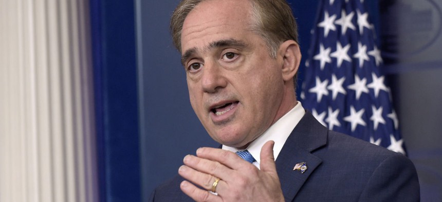 Veterans Affairs Secretary David Shulkin speaks during a briefing at the White House on Wednesday.