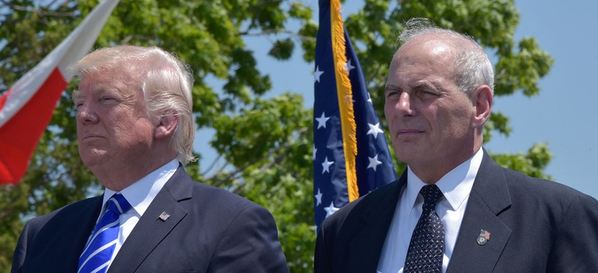 Kelly and Trump attend the Coast Guard graduation ceremony in Connecticut in May