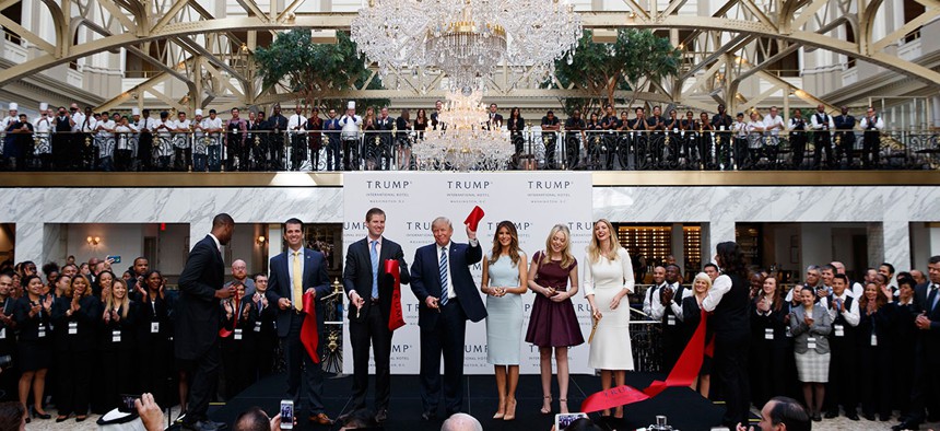 Members of the Trump family attend the grand opening ceremony of the Trump International Hotel- Old Post Office, in Washington.