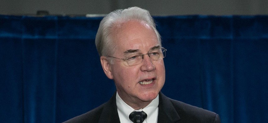 HHS Secretary Tom Price speaks at the agency's headquarters on June 13.