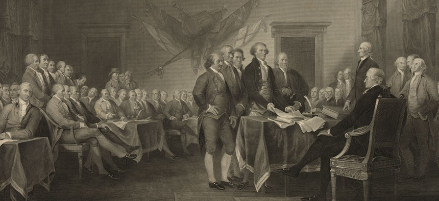 W.L. Ormsby's "Declaration of Independence, July 4th, 1776 " by W.L. Ormsby.