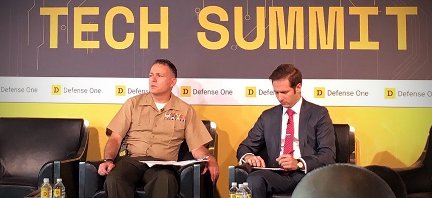 Col. Drew Cukor, Chief, Algorithmic Warfare Cross Function Team, ISR Operations Directorate, Warfighter Support, Office of the Undersecretary of Defense for Intelligence, speaks with Defense One's Marcus Weisgerber in Washington, D.C., on July 13.