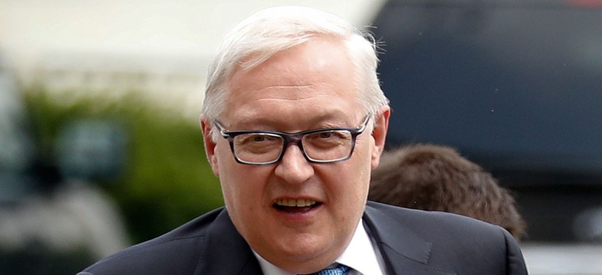 Sergei Ryabkov, Russia's deputy foreign minister, walks to a meeting at the State Department on July 17.