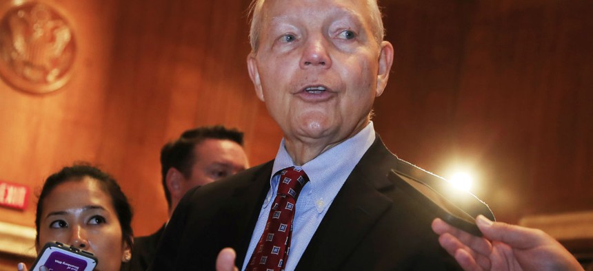 IRS chief John Koskinen speaks to reporters after testifying on his agency's budget. 
