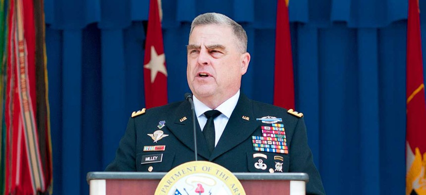 Army Chief of Staff Gen. Mark A. Milley speaking in 2017.