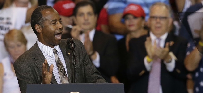 Ben Carson speaks at a rally for President Trump in Arizona Tuesday. 