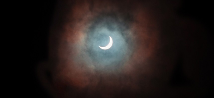 The Aug. 21 eclipse is seen from Los Alamos National Laboratory.
