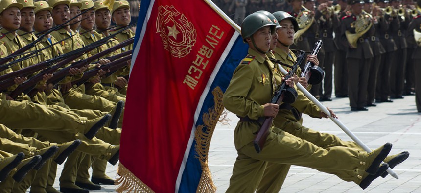 North Korean soldiers at the military parade in Pyongyang of the 60th anniversary of the conclusion of the Korean War in 2013.