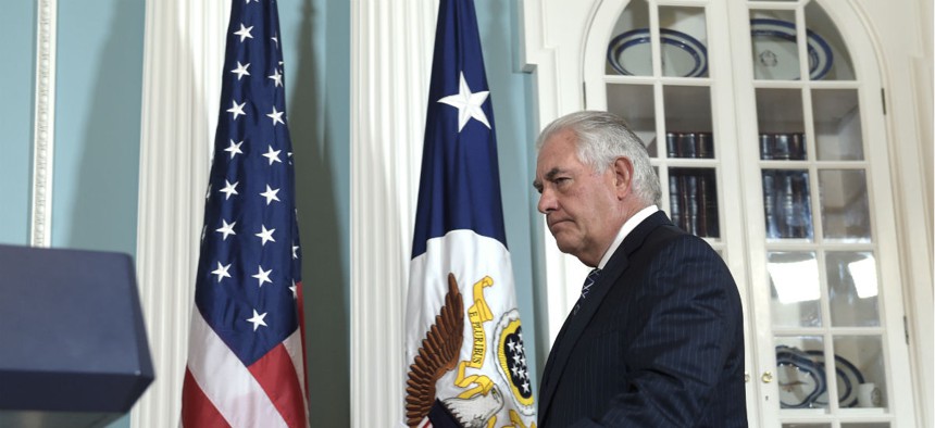 Secretary of State Rex Tillerson at the State Department on Aug. 15.