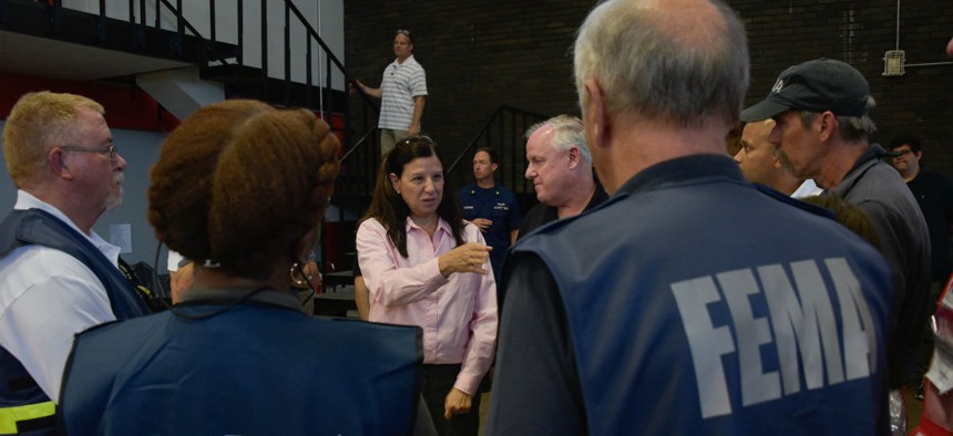 Acting Secretary of Homeland Security Elaine Duke meets with officials carrying out response and recovery efforts in Texas following Hurricane Harvey.