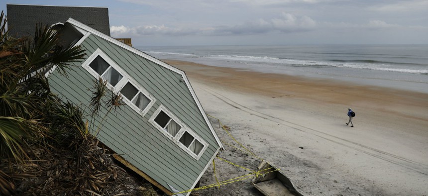 A house rests on the beach in Florida following Hurricane Irma. 