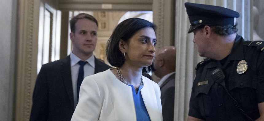 Seema Verma, administrator of the Centers for Medicare and Medicaid Services, arrives on Capitol Hill in July before the Senate vote on repealing Obamacare. 