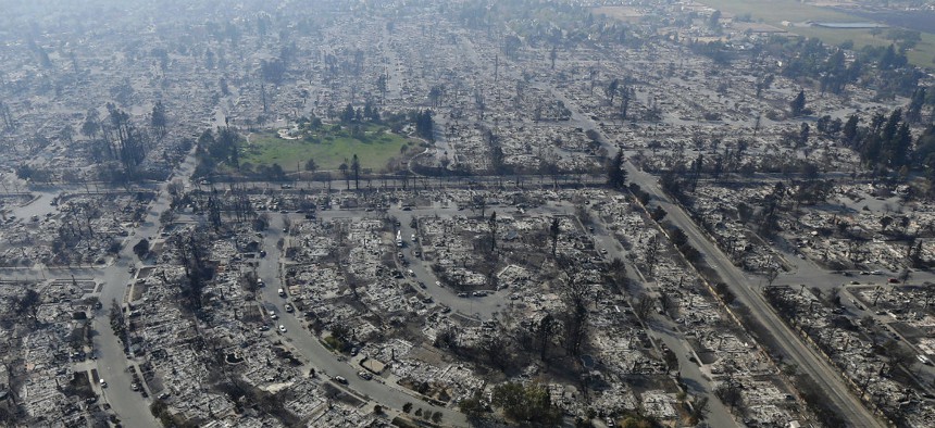 An aerial view of burned homes in Santa Rosa, California, as of Wednesday. 