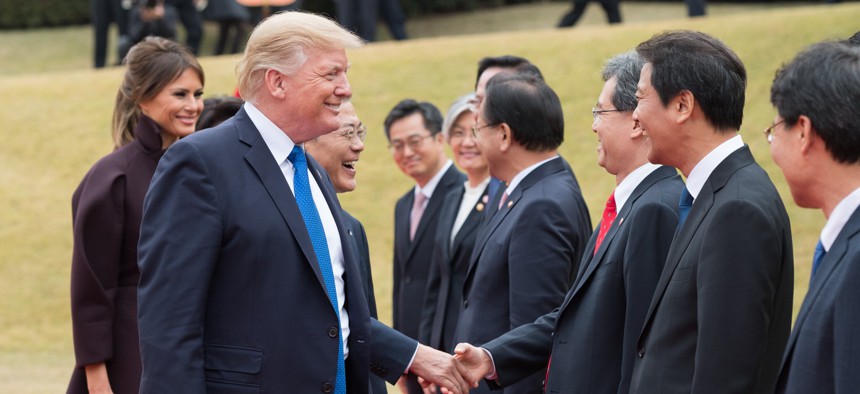 Trump greets South Korean leaders Tuesday.