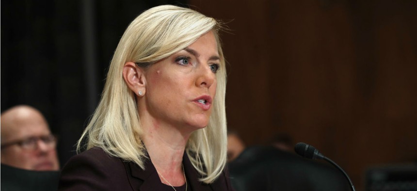 Kirstjen Nielsen testifies during a Senate Homeland Security and Governmental Affairs committee hearing on her nomination to be Department of Homeland Security Secretary on Nov. 8.