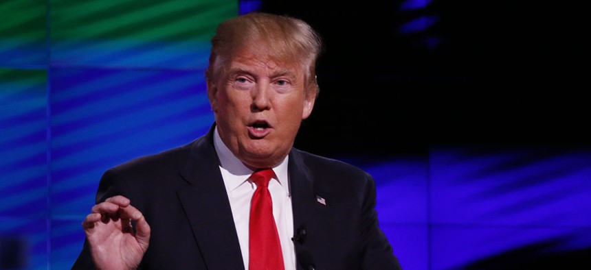 Trump speaks at a CNN debate in 2016 in Florida.