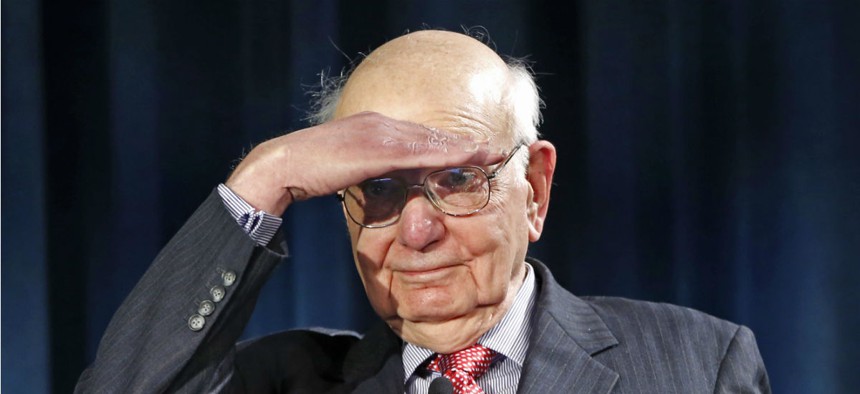 At an event honoring former Federal Reserve chairman Paul Volcker, above, speakers urged federal unions to support efforts to hold employees accountable.