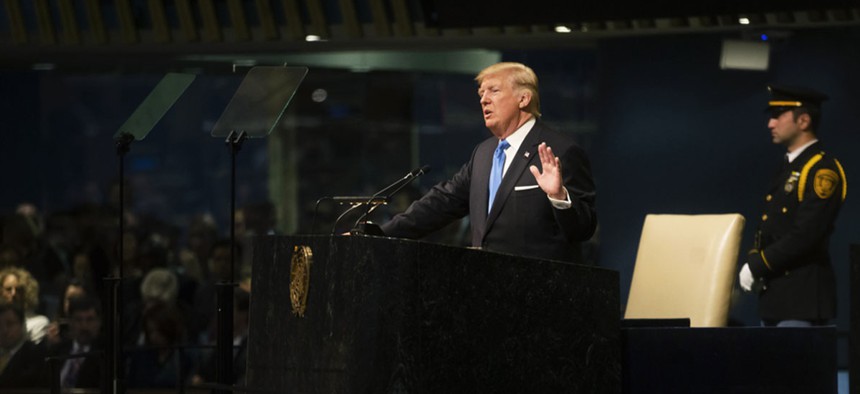 Trump speaks at the United Nations in September.