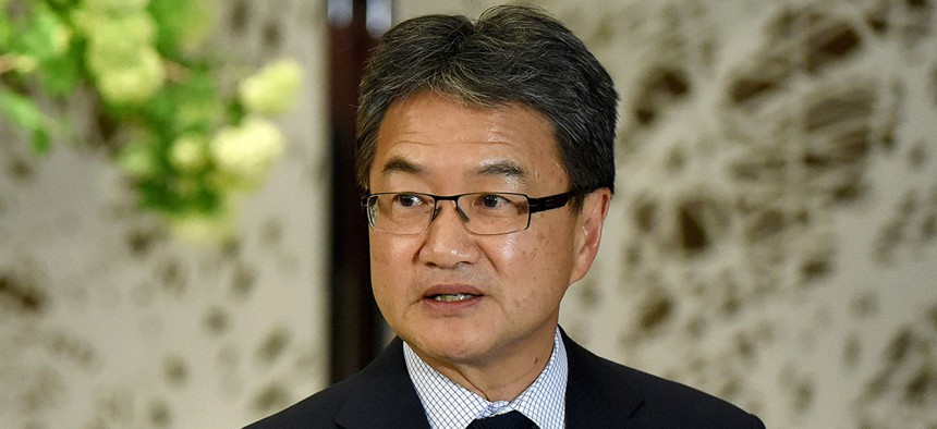U.S. special envoy for North Korea policy Joseph Yun speaks in Tokyo in April.