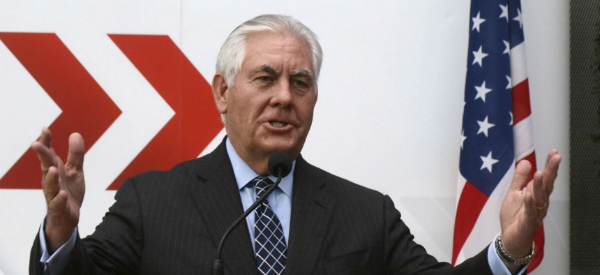 Secretary of State Rex Tillerson speaks at the OSCE Foreign Ministers in Vienna, Austria, on Dec. 7.