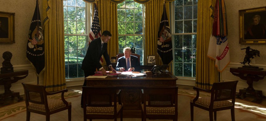 President Trump in the Oval Office Oct. 17.