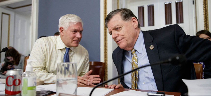 Representatives Pete Sessions (left) and Tom Cole lead the House committee eyeing a return of earmarks.