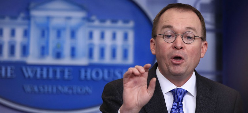 OMB Director Mick Mulvaney conducts a press briefing on Friday with a shutdown looming. 
