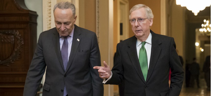 Senate Minority Leader Chuck Schumer (left) and Majority Leader Mitch McConnell announced a spending deal earlier this week. 