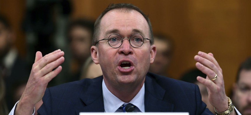 OMB Director Mick Mulvaney testifies on Capitol Hill Tuesday about the Trump administration's budget request. 