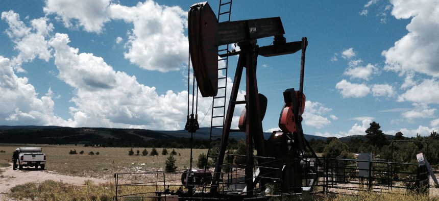 A pump jack in the Bureau of Land Management's Rawlins Field Office area of Wyoming.