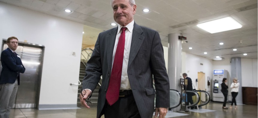 Sen. James Risch, R-Idaho, arrives on Capitol Hill in August for a meeting with the secretaries of Defense and State. 