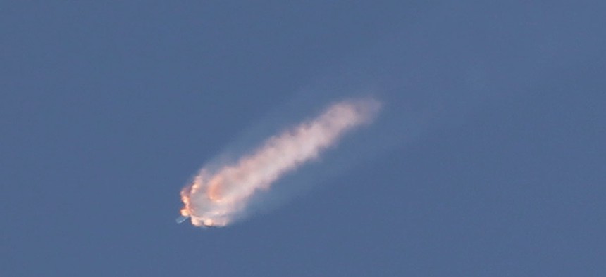 Moments after launch, CRS-7 went up in a puff a smoke.	