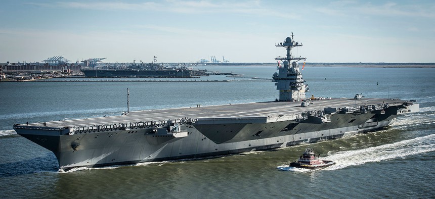 The CVN-78 Ford aircraft carrier program, in which problems with integrating several unproven subsystems led to massive cost overruns.