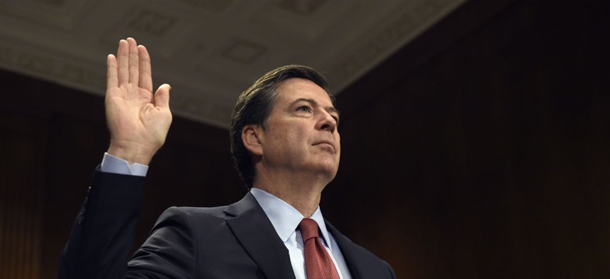FBI Director James Comey is sworn in Dec. 9, 2015, prior to testifying before the Senate Judiciary Committee about the San Bernardino terrorist attack.