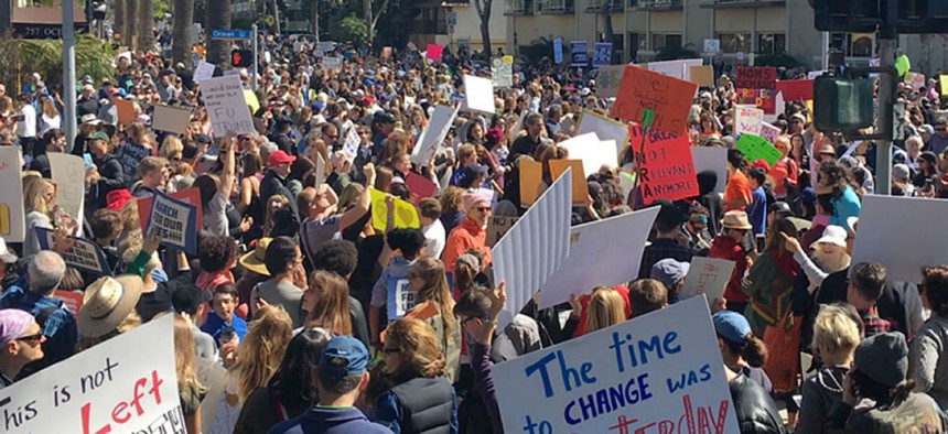 Students at the March For Our Lives protest in Santa Monica, Calif., on March 24.
